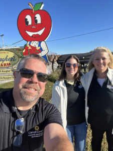 Image of Economic Development Staff visiting Baugher's. Stan Whitman, Diana Hare and Chris Winebrenner.
